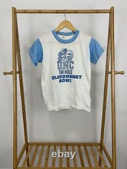Vtg Unc Tar Talons 1980 Bluebonnet Bowl Mince Simple Deux Tons T-shirt Taille M