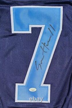 Wow Sam Howell A Signé Auto Blue XL Football Jersey Jsa Coa Unc Tar Talons