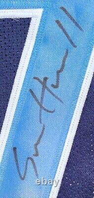 Wow Sam Howell A Signé Auto Blue XL Football Jersey Jsa Coa Unc Tar Talons